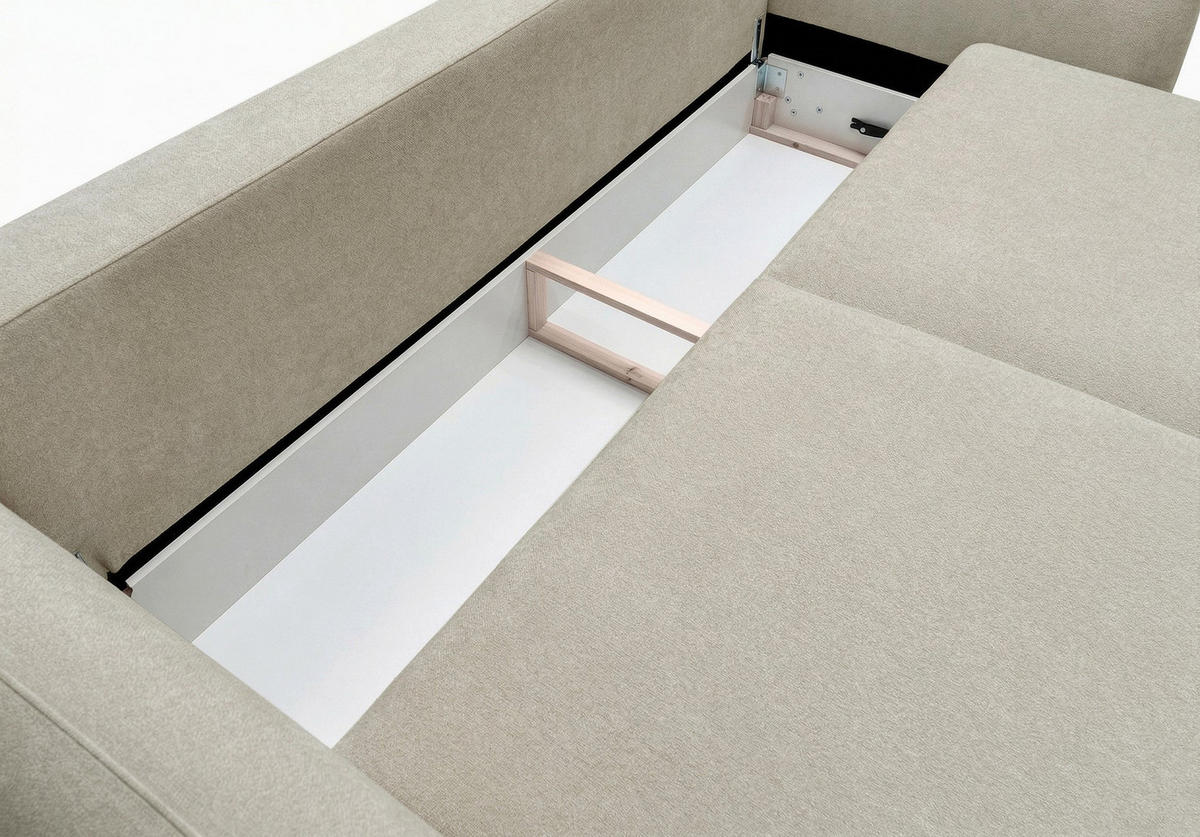 3-SITZER SCHLAFSOFA Zordo Chenille Hellbeige - Ecru/Schwarz, Kunststoff/Textil (238/91/102cm) - Selsey
