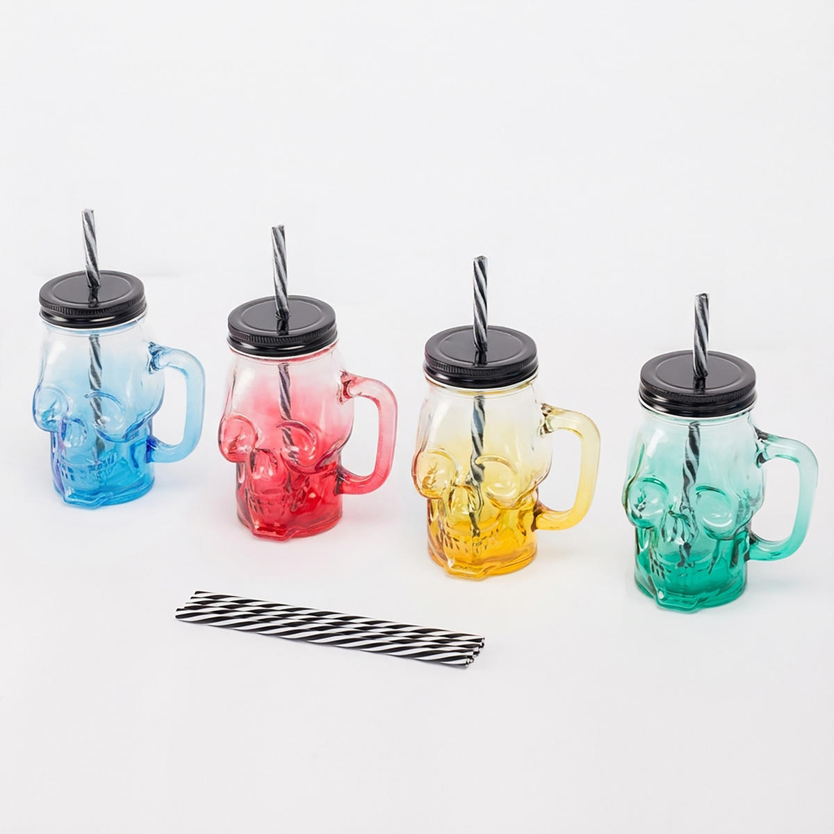 4XTRINKGLÄSER - Multicolor, Glas/Kunststoff - Relaxdays