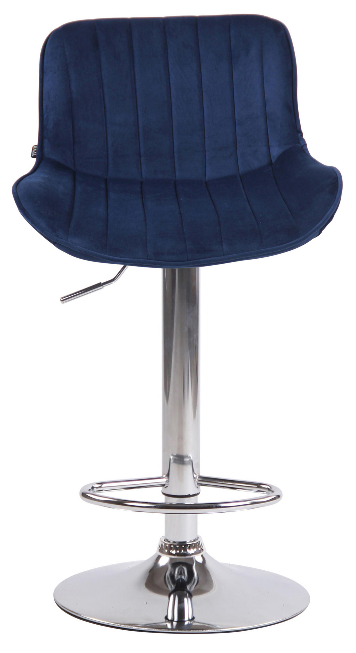 BARHOCKER Lento, Gestell Metall in Chromoptik, Samt Blau - Blau/Chromfarben, Textil/Metall (50/100/50cm) - TPFLiving