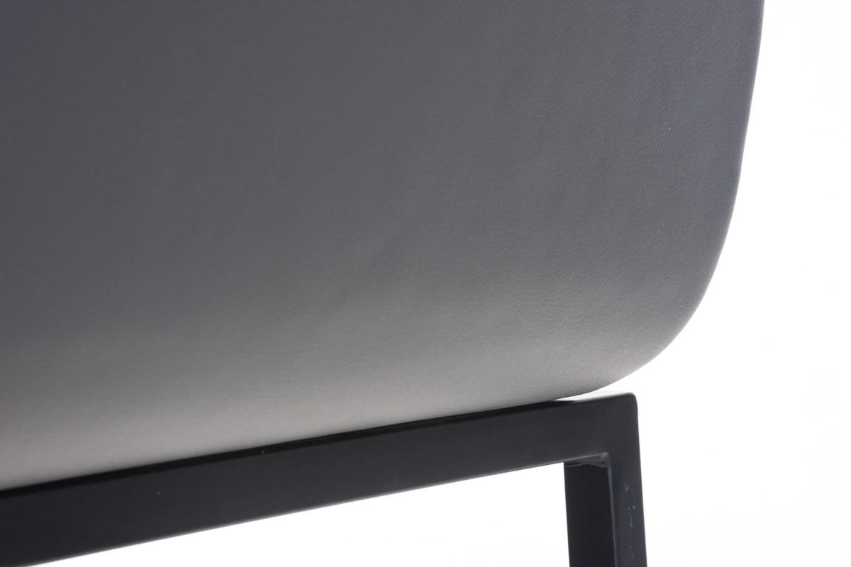 BARHOCKER Kelan Kunstleder Grau Schwarz - Grau, Leder (43/103/51cm) - DELUKE