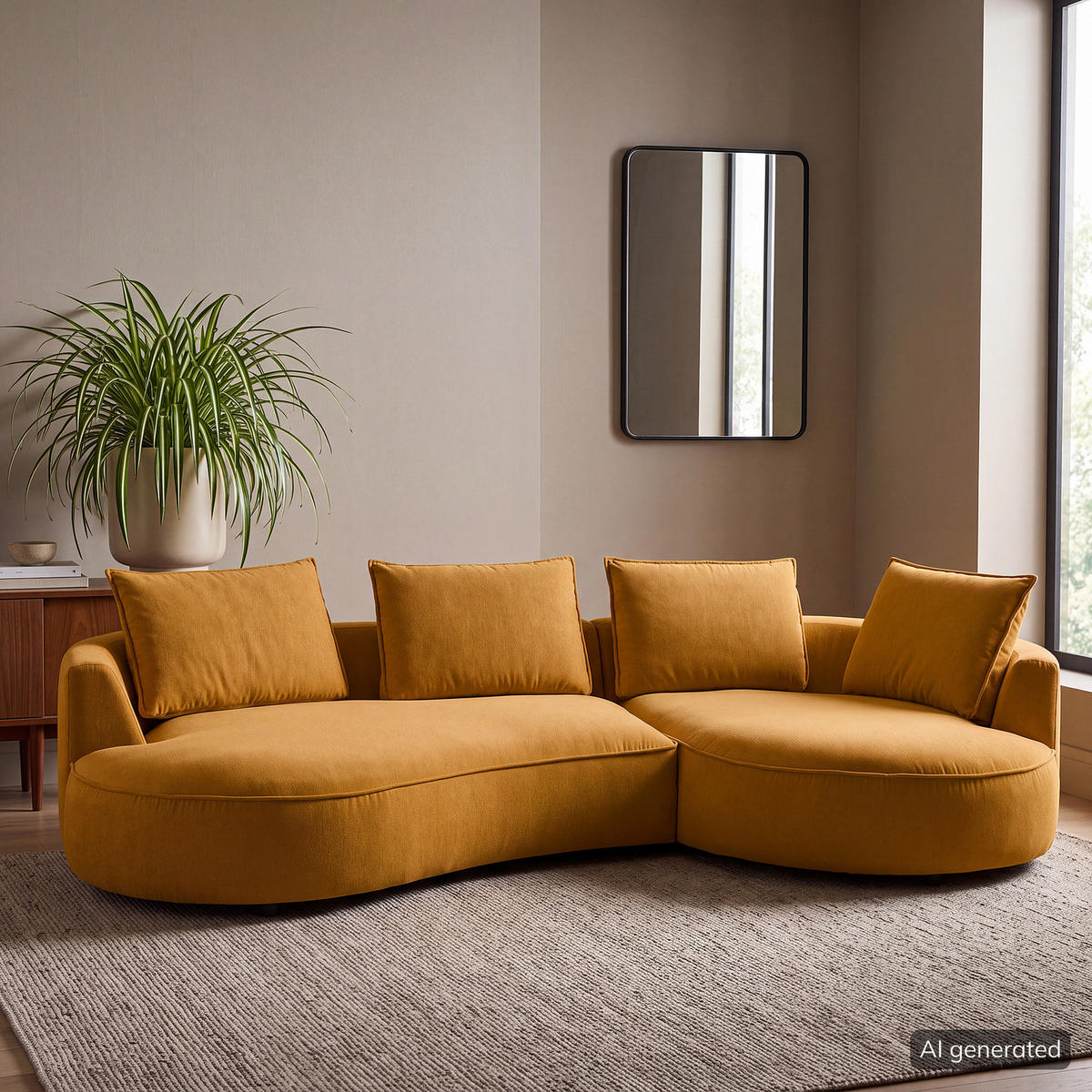 BIGSOFA - Gelb/Braun, Kunststoff/Textil (322/82/154cm) - home24
