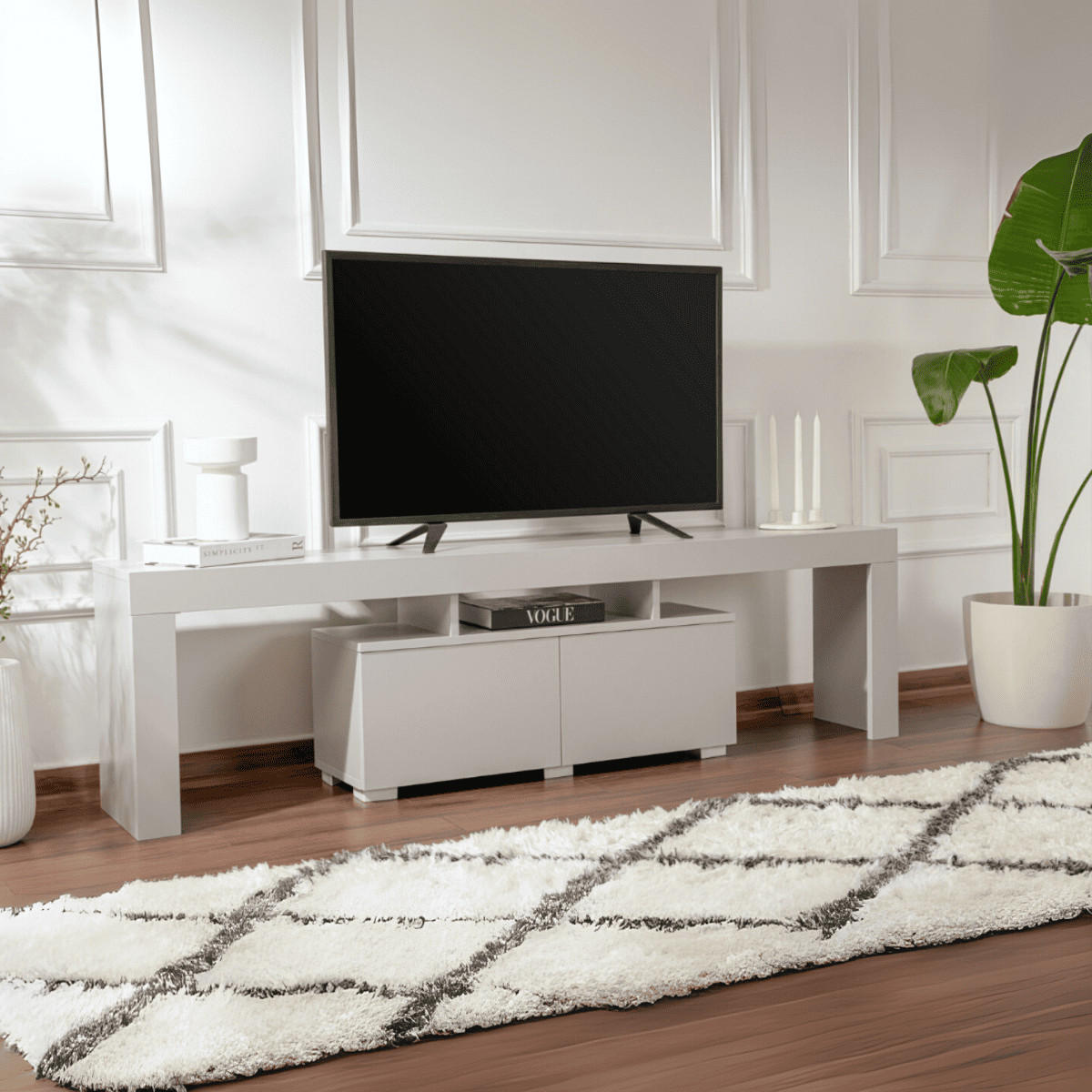 TV-MÖBEL mit 2 Klapptüren 180/31/50 cm - Grau, Holzwerkstoff (31.3/50/180cm) - Calicosy