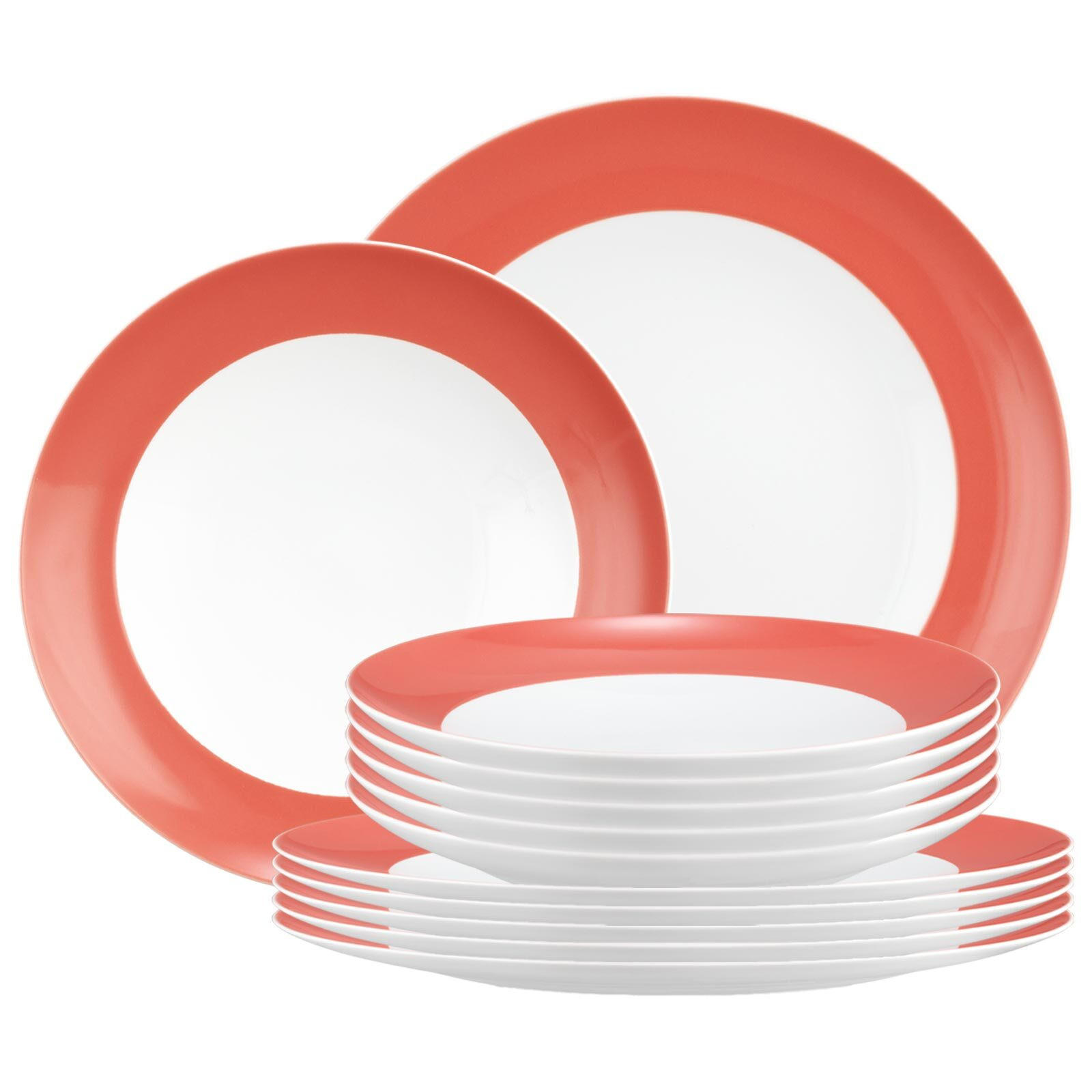 TAFELSERVICE Liberty Pure Colors Flamingo Red 12er Set - Rot, Keramik (1/1/1cm) - Seltmann Weiden