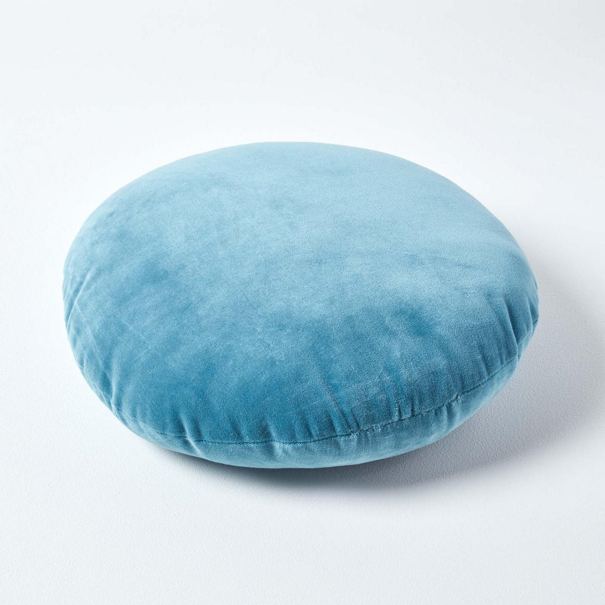 DEKOKISSEN rund blau, Baumwollsamt?40 cm - Blau, Textil (40/40cm) - Homescapes