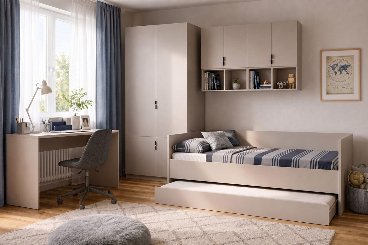JUGENDZIMMER MANO C 7-teilig in Kaschmir - Kaschmir, Holzwerkstoff (316/200/205cm) - Deine Möbel 24