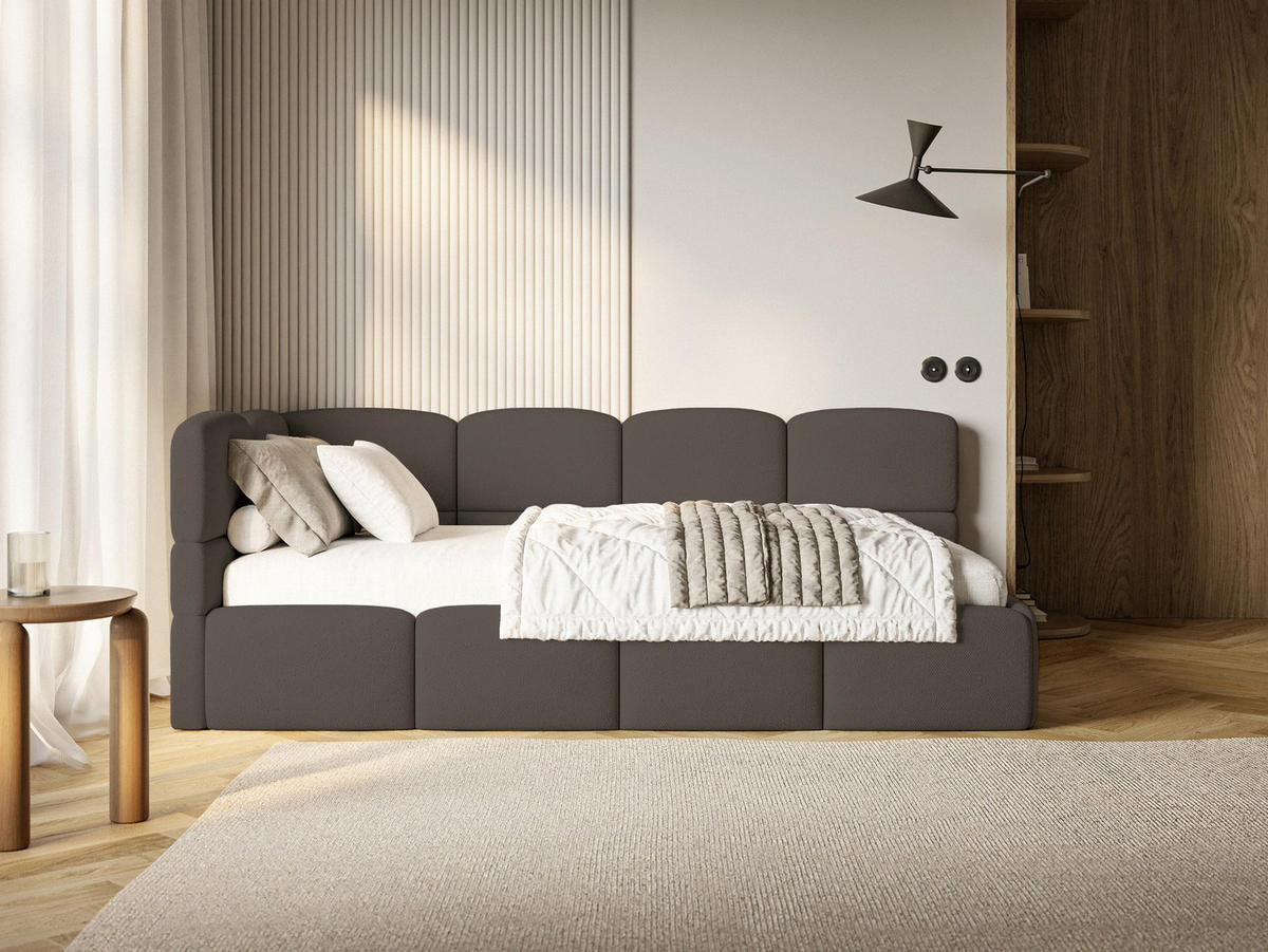 JUGENDBETT Cloudy Braun 120 cm, Chenille - Schwarz/Braun, Kunststoff/Textil (120/200cm) - Selsey