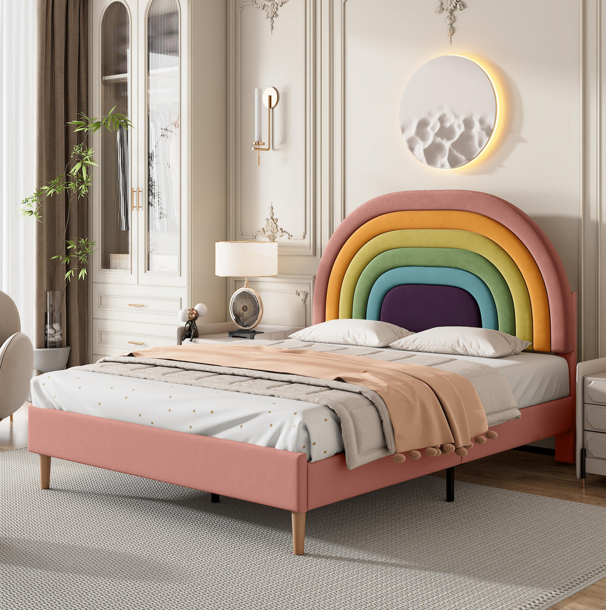 POLSTERBETT mit Lattenrost 140 x 200 cm Samt Pink - Pink, Holzwerkstoff (140/200cm) - Beauniv