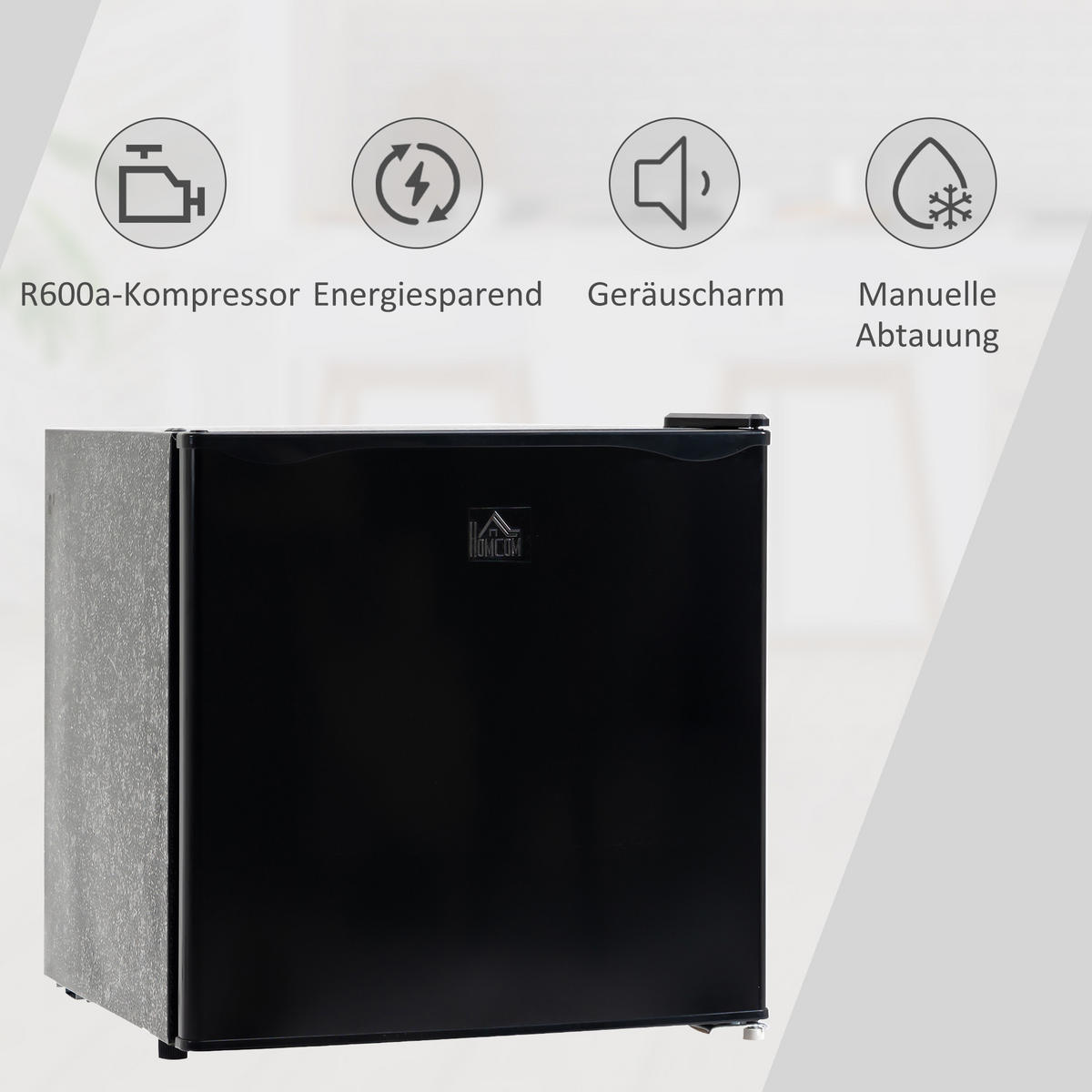 MINI-GEFRIERSCHRANK Stahl Kunststoff Schwarz - Schwarz, Kunststoff (44.2/48.8/47cm) - HOMCOM