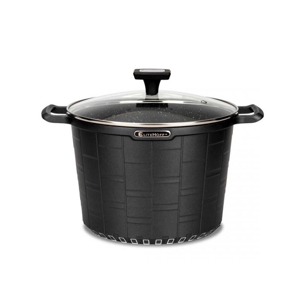 TOPF Schwarz 34/24/17.5 cm E7032 - Schwarz, Metall (24cm) - Elitehoff