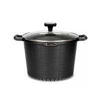 TOPF Schwarz 34/24/17.5 cm E7032 - Schwarz, Metall (24cm) - Elitehoff