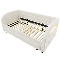 AUSZIEHBETT 90/200 cm mit LED, DE-41833, in Beige - Beige, Metall (90/200cm) - ComfortXL