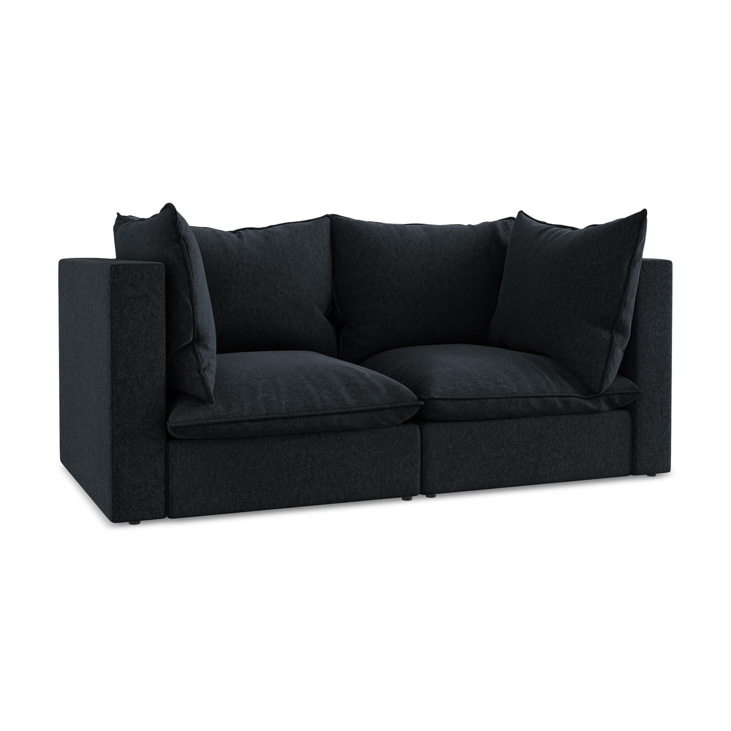 2-SITZER SOFA Samt Stoff Blau - Blau/Schwarz, Holzwerkstoff/Kunststoff (180/77/90cm) - LaMiaSofa