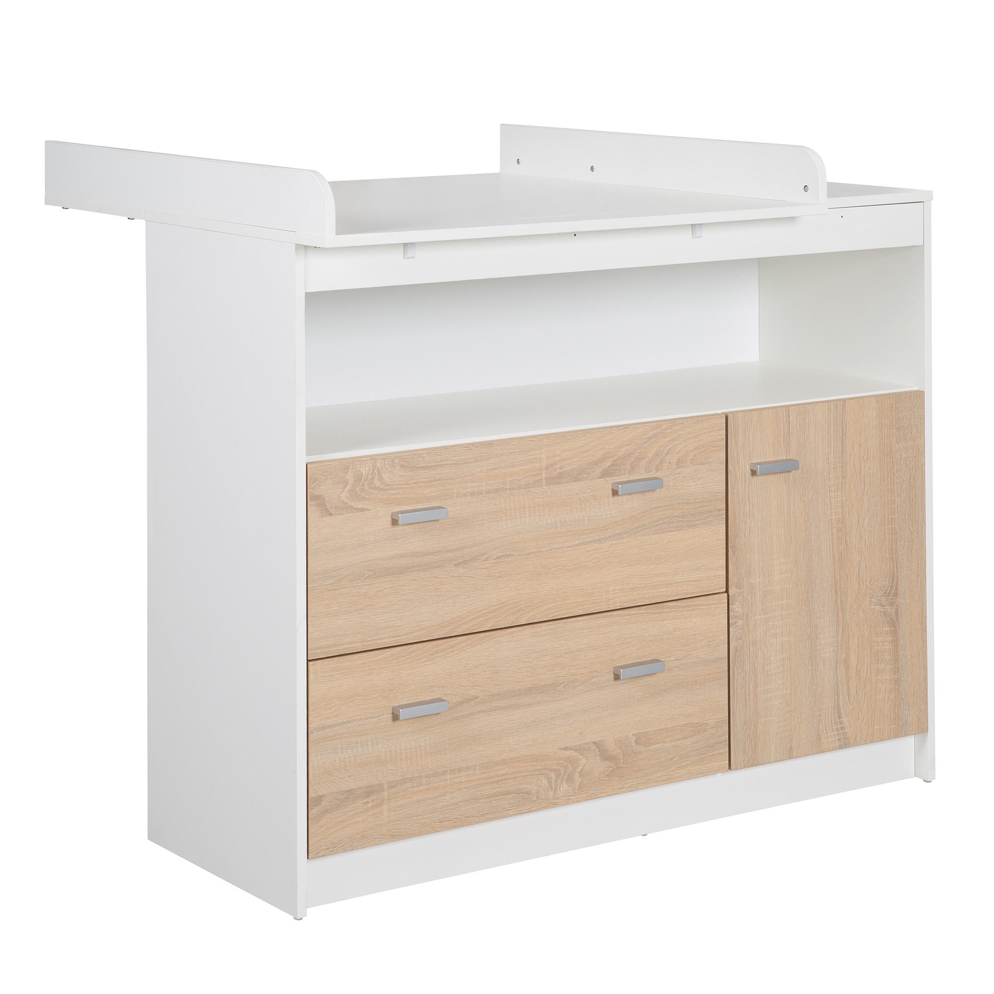 WICKELKOMMODE Gabriella - Silberfarben/Weiß, Holzwerkstoff/Kunststoff (117/98/75cm) - Roba