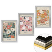 WANDBILDER 3er Set - 20x30 cm Silberner Rahmen - Blumenmuster London Tokio Amsterdam - Silberfarben, Kunststoff (20/30cm) - ArtPrintCave