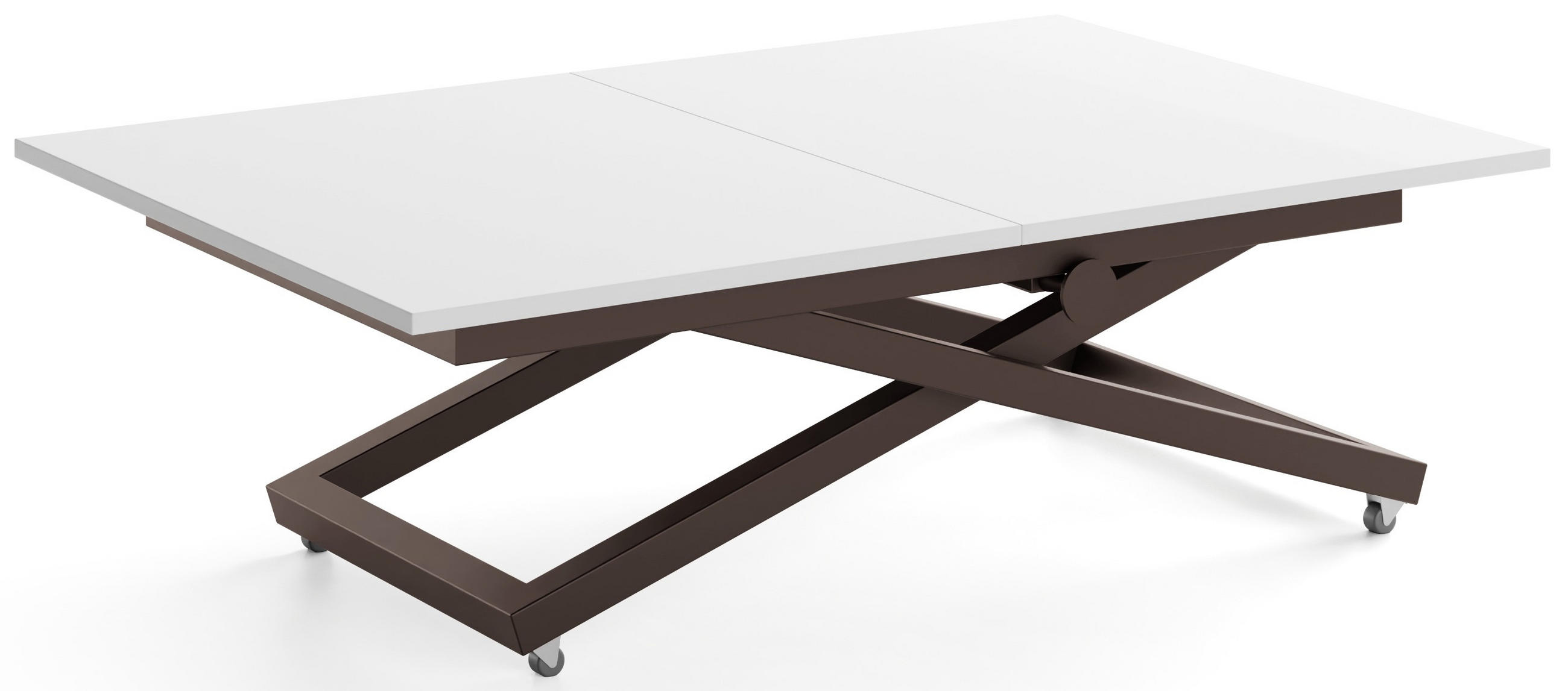 COUCHTISCH Axen höhenverstellbar ausziehbar, Weiß 120-160/80/38-75 cm - Weiß/Braun, Holzwerkstoff/Metall (80/160/75cm) - WFL GROUP