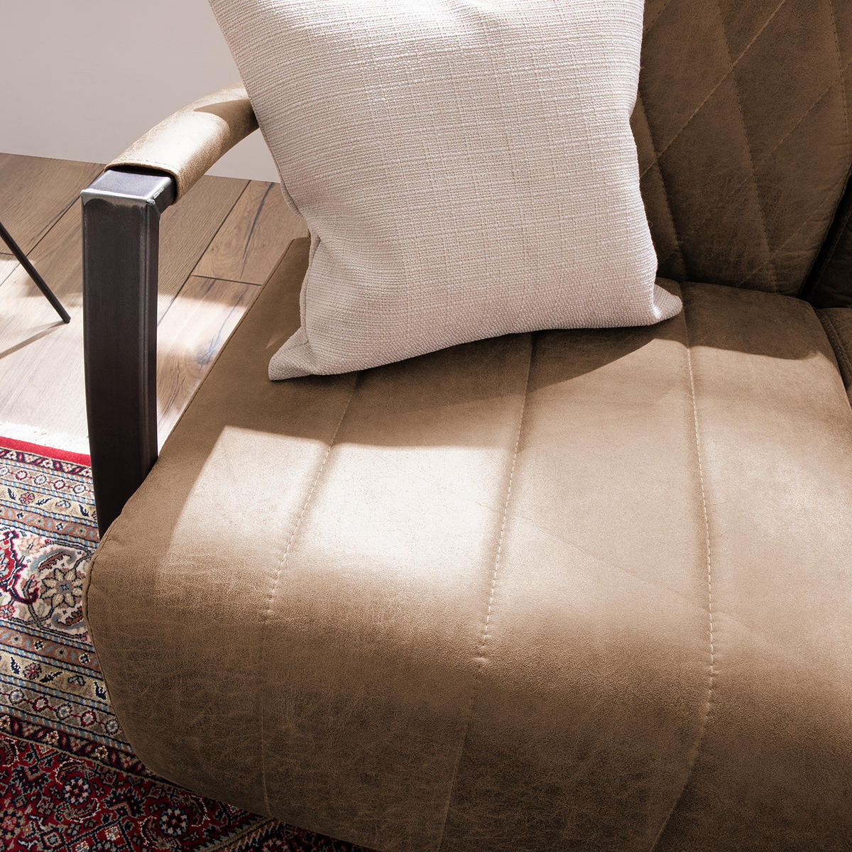 2-SITZER SOFA - Antiklederlook - Schlammfarben, Textil (114/83/83cm) - home24