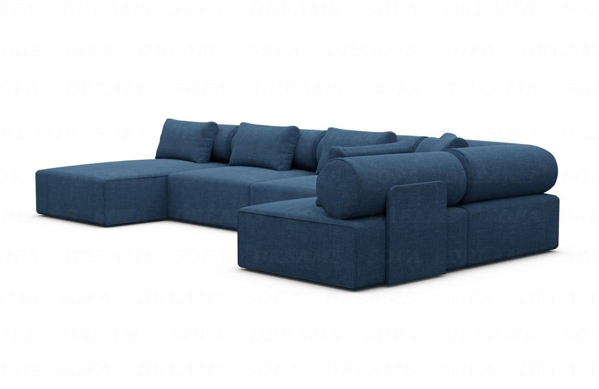 WOHNLANDSCHAFT Cipriani Blau Strukturstoff - Blau, Kunststoff (400/77/200cm)