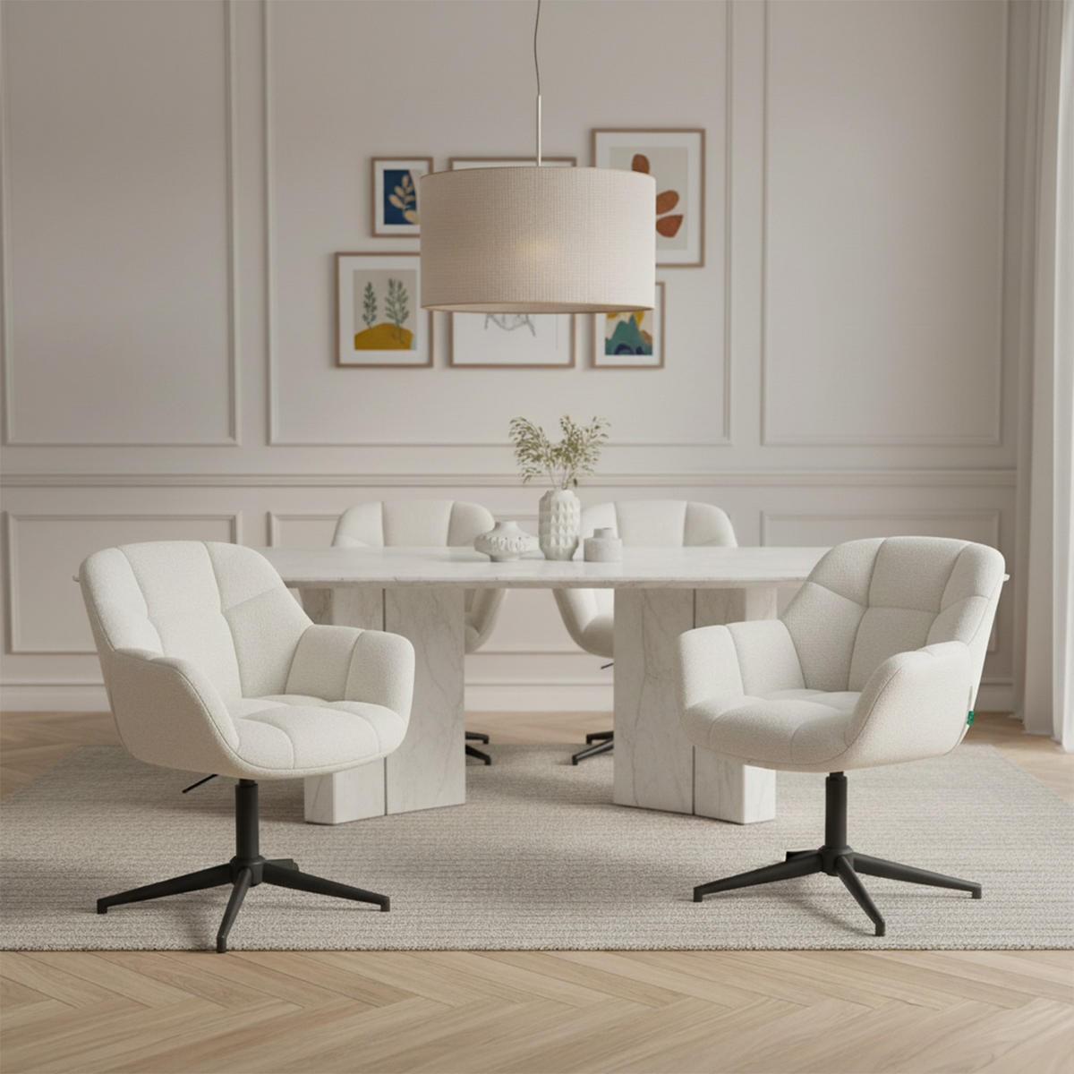 BÜROSTUHL Mika-Nala - Creme/Schwarz, Textil/Metall (65/78/66cm) - DUBI Möbel