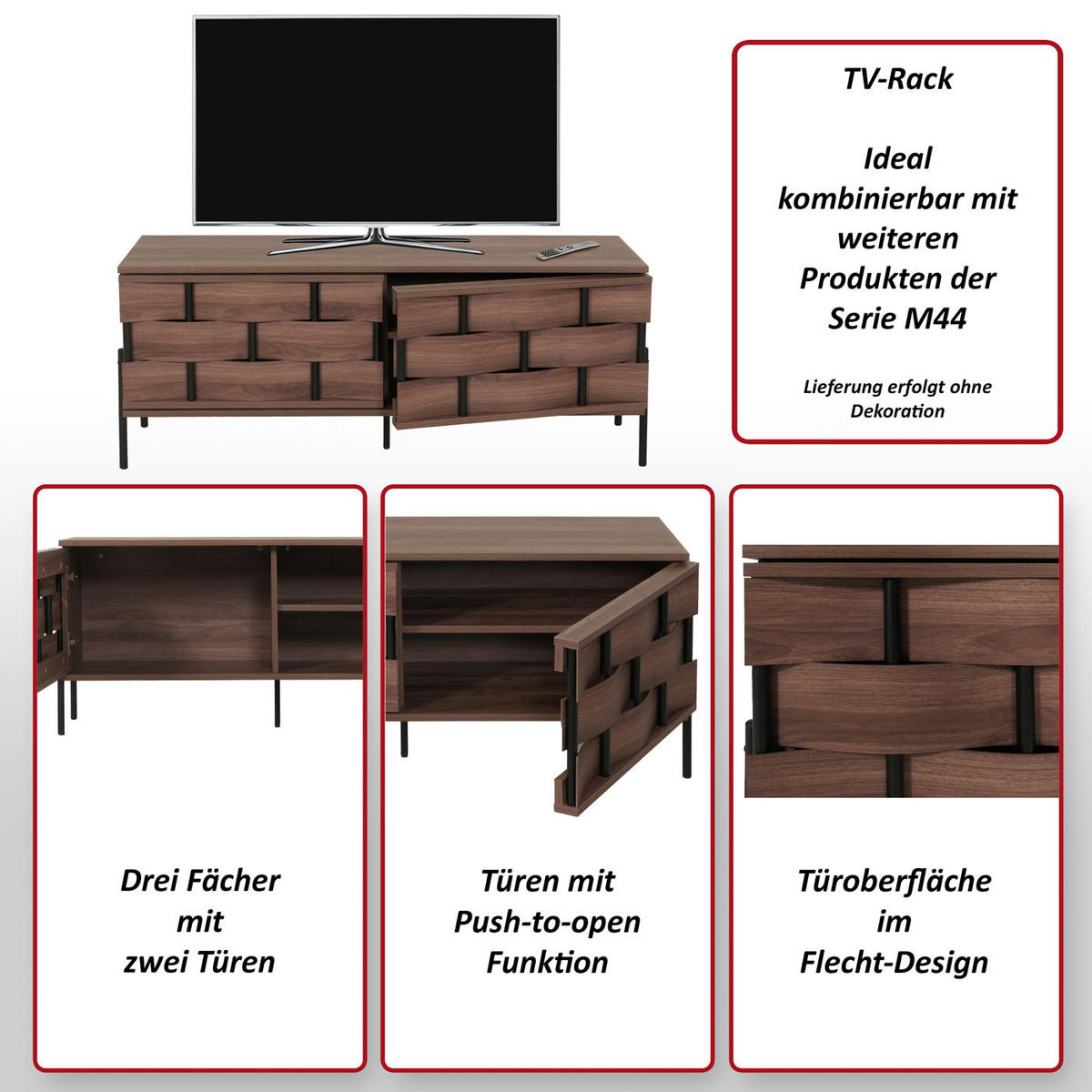 TV-RACK Braun - Braun, Holz (120/51/35cm) - MCW