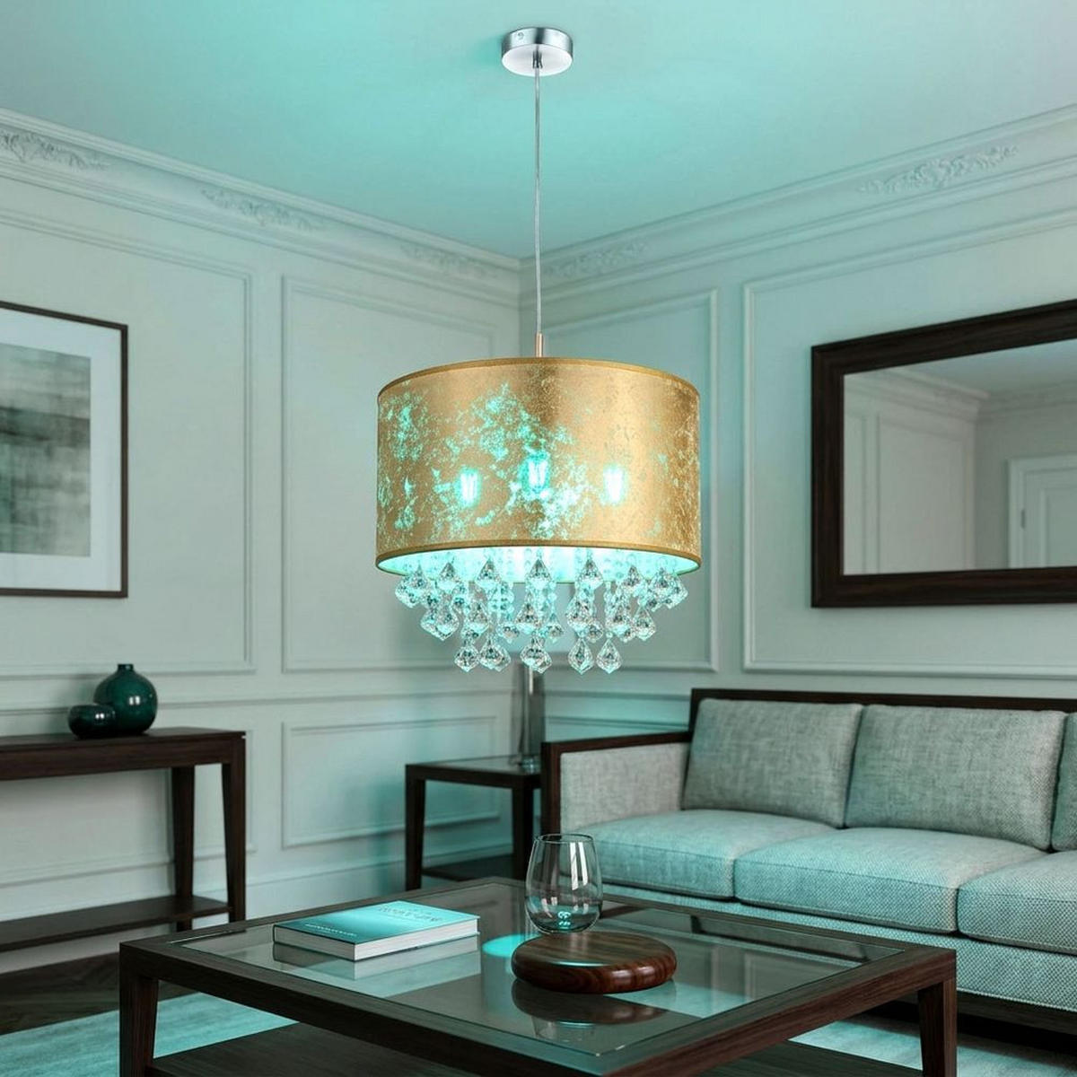 LED HÄNGELEUCHTE Amy Gold - Goldfarben, Metall (40/40/140cm) - Globo Lighting