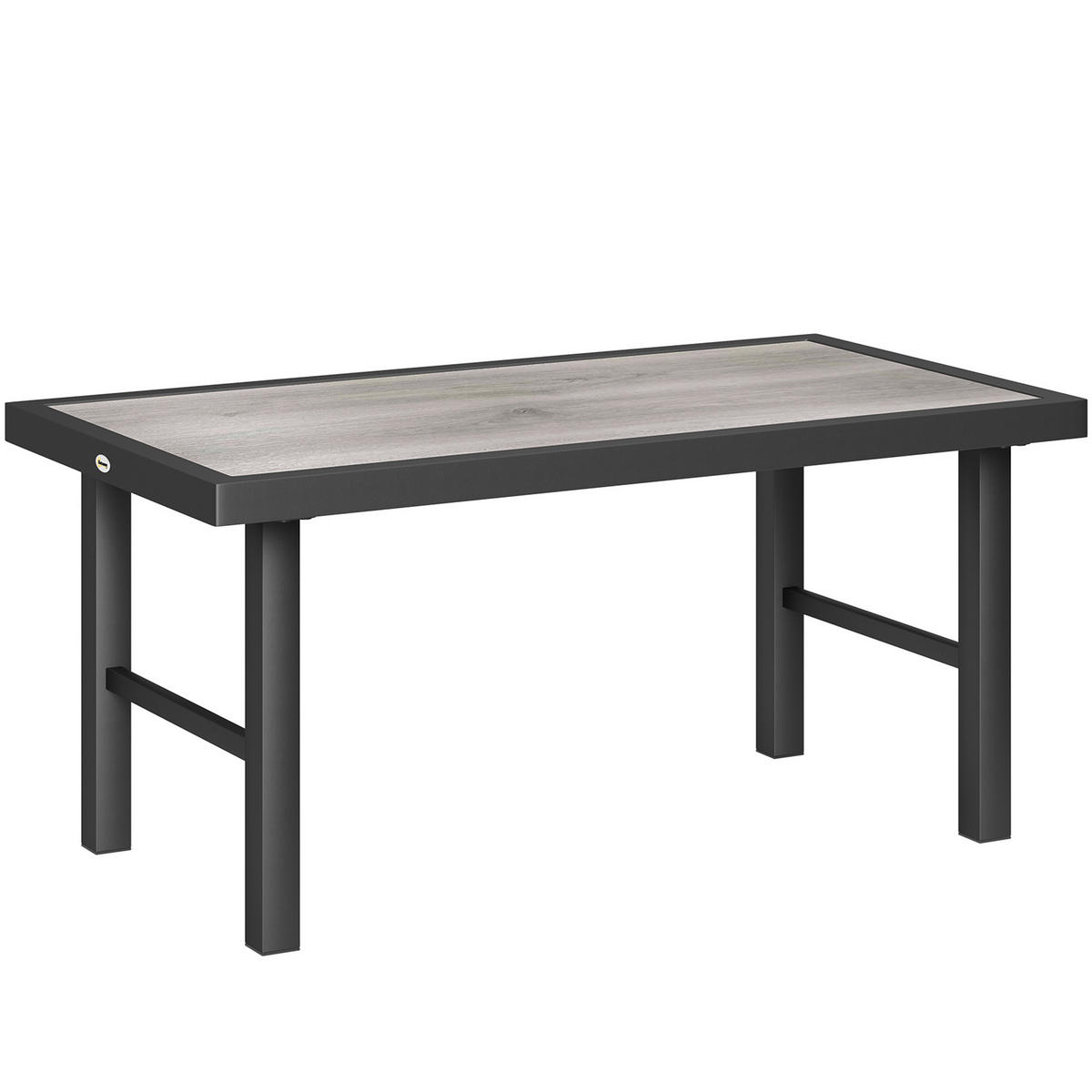 GARTENBEISTELLTISCH DE-14181 rechteckig 100x52 cm, Holzoptik Schwarz - Grau, Metall (100/52/46cm) - ComfortXL