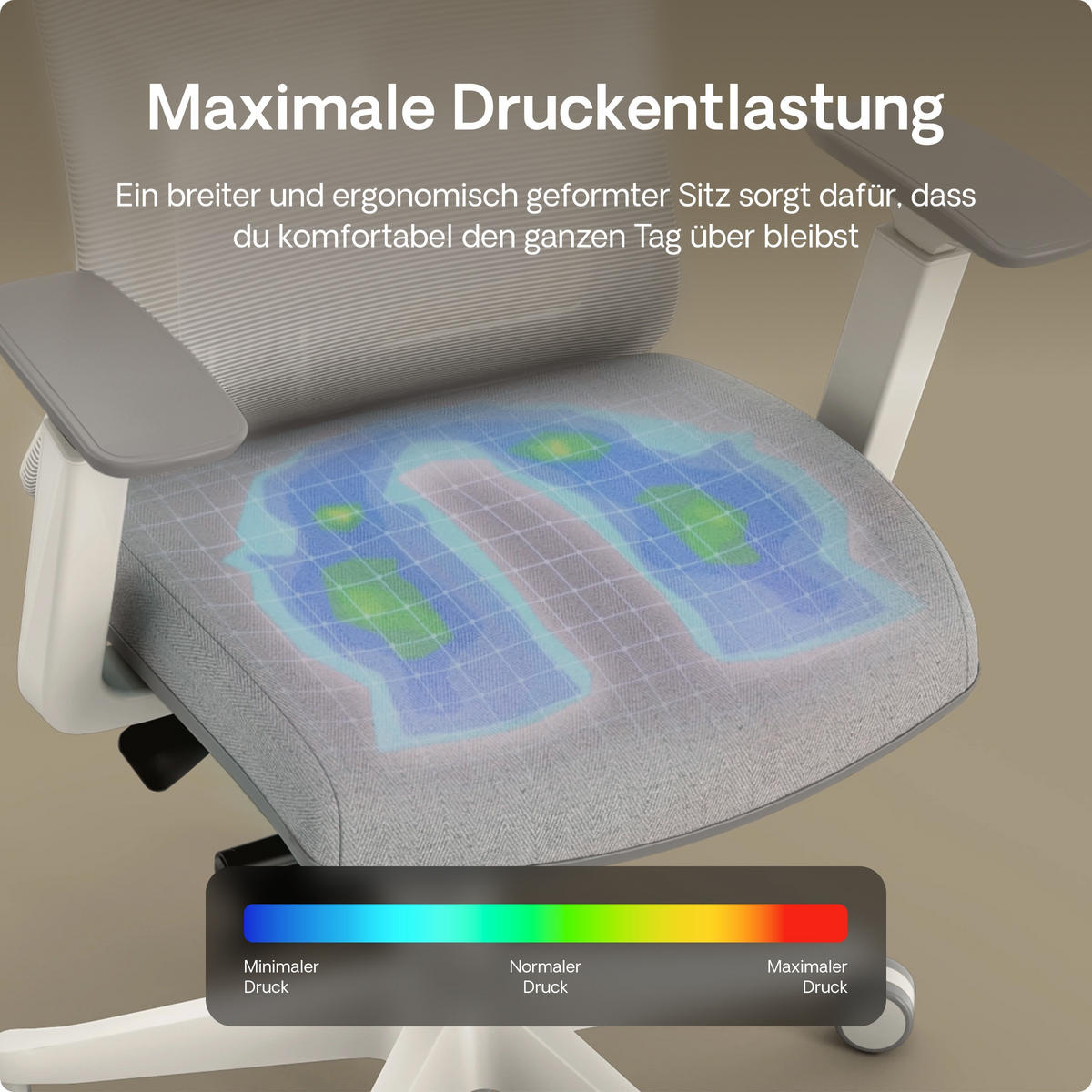 BÜROSTUHL Verstellbarer Ergonomischer SitPro Grau 3-Dimensional Armlehne, Integrierte 5-Wege-Lendenwirbelstütze - Grau, Kunststoff (72/113/67cm) - Desktronic
