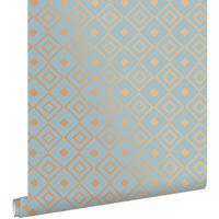 TAPETE Karomuster 53 cm x 10.05 m - Blau, Papier (53/1000cm) - ESTAhome