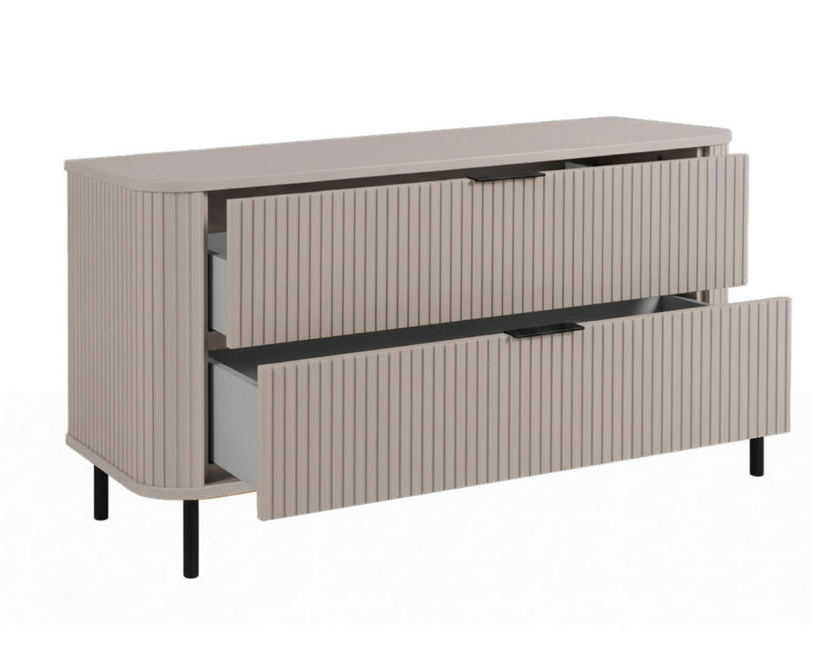 BADEZIMMERSCHRANK : Farbe Kaschmir, Griff schwarz, Füße schwarz, 120 x 41,5 x 66,7 cm - Kaschmir/Schwarz, Holzwerkstoff (120/66.7/41.5cm) - 3XE LIVING