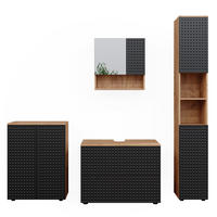BADMÖBEL-SET Irma Anthrazit gepunktet 4 Teile - Anthrazit/Eiche Wotan, Holzwerkstoff (80/58/41cm) - Vicco