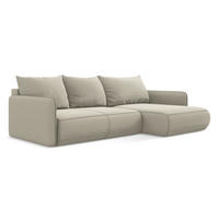 ECKSOFA mit Schlaffunktion Samt Stoff Creme - Perlmutt/Creme, Kunststoff/Textil (240/148cm) - LaMiaSofa