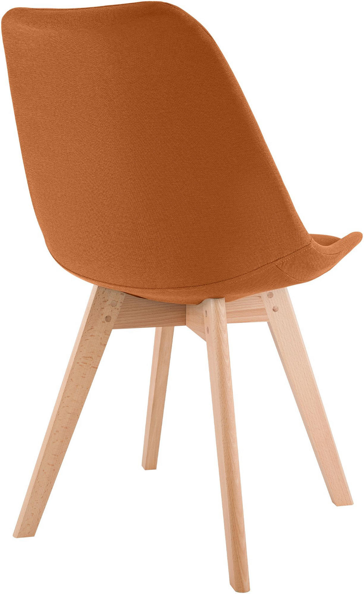 STUHL Stoff Orange - Eukalyptusholzfarben/Orange, Holz/Textil (49/83/50cm) - CLP