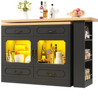 ESSZIMMERSCHRANK aus MDF 135-203x39x92,8cm in Schwarz mit LED - Schwarz, Holzwerkstoff (39/92.8/203cm) - Modfu