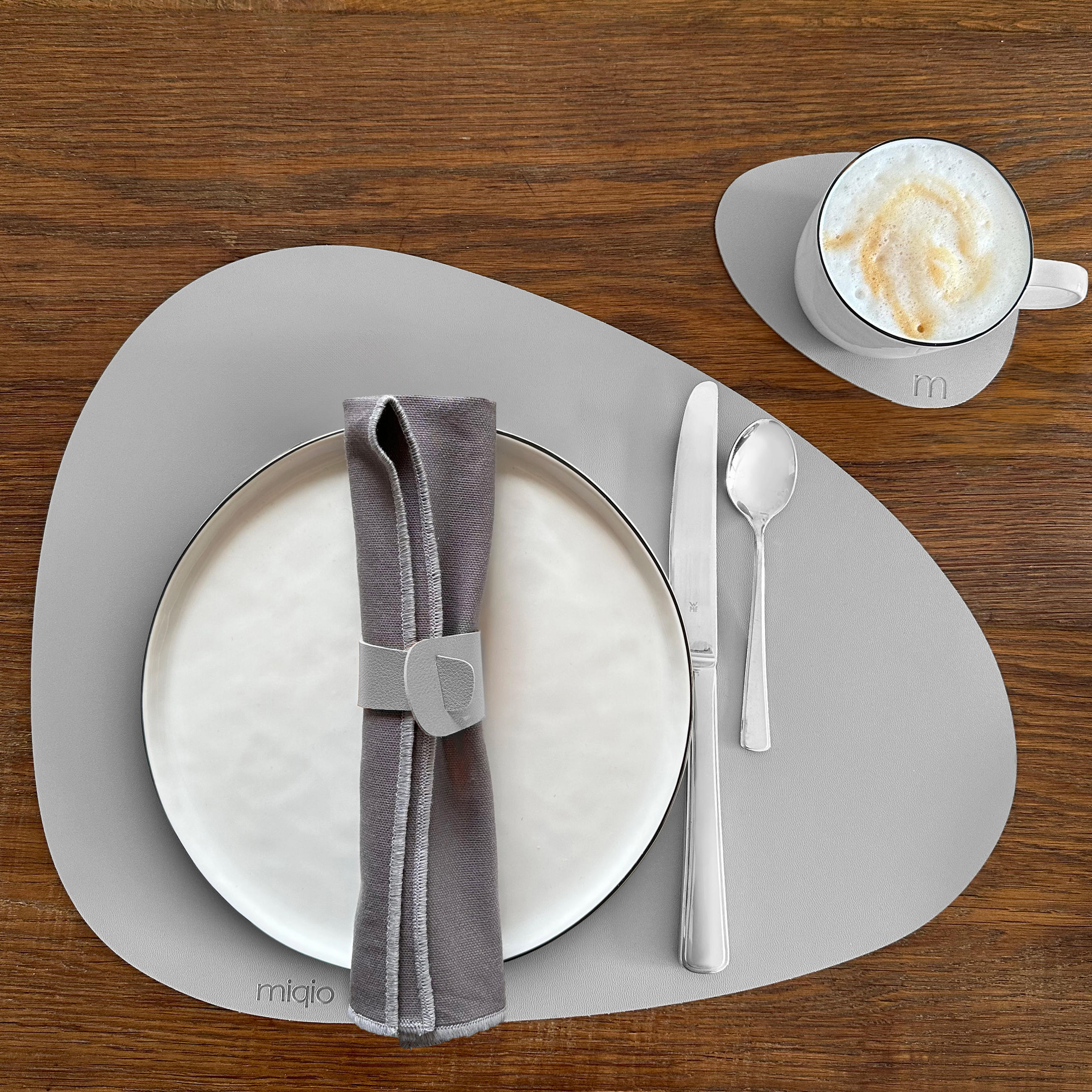 TISCHSETS aus Kunstleder Steinform 18 Teile - Grau, Textil (40/32/3cm) - Miqio Design