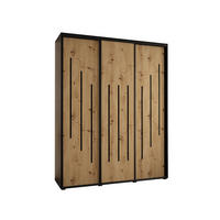 SCHWEBETÜRENSCHRANK 235,2/190/45 3-türig - Schwarz/Eiche Artisan, Holz/Metall (190/235/45cm) - Abiks Möbel