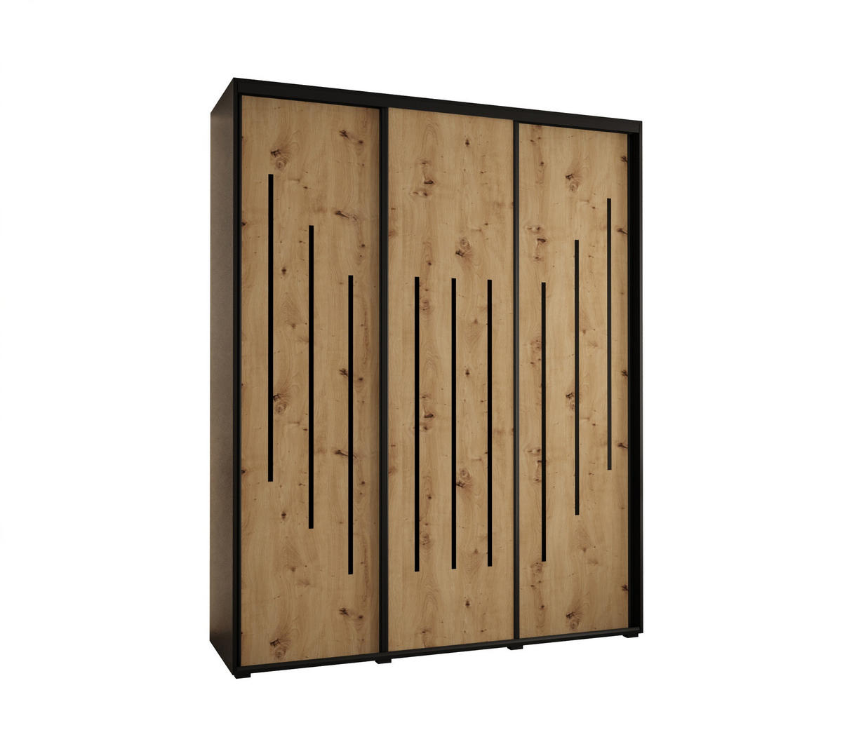 SCHWEBETÜRENSCHRANK 235,2/190/45 3-türig - Schwarz/Eiche Artisan, Holz/Metall (190/235/45cm) - Abiks Möbel