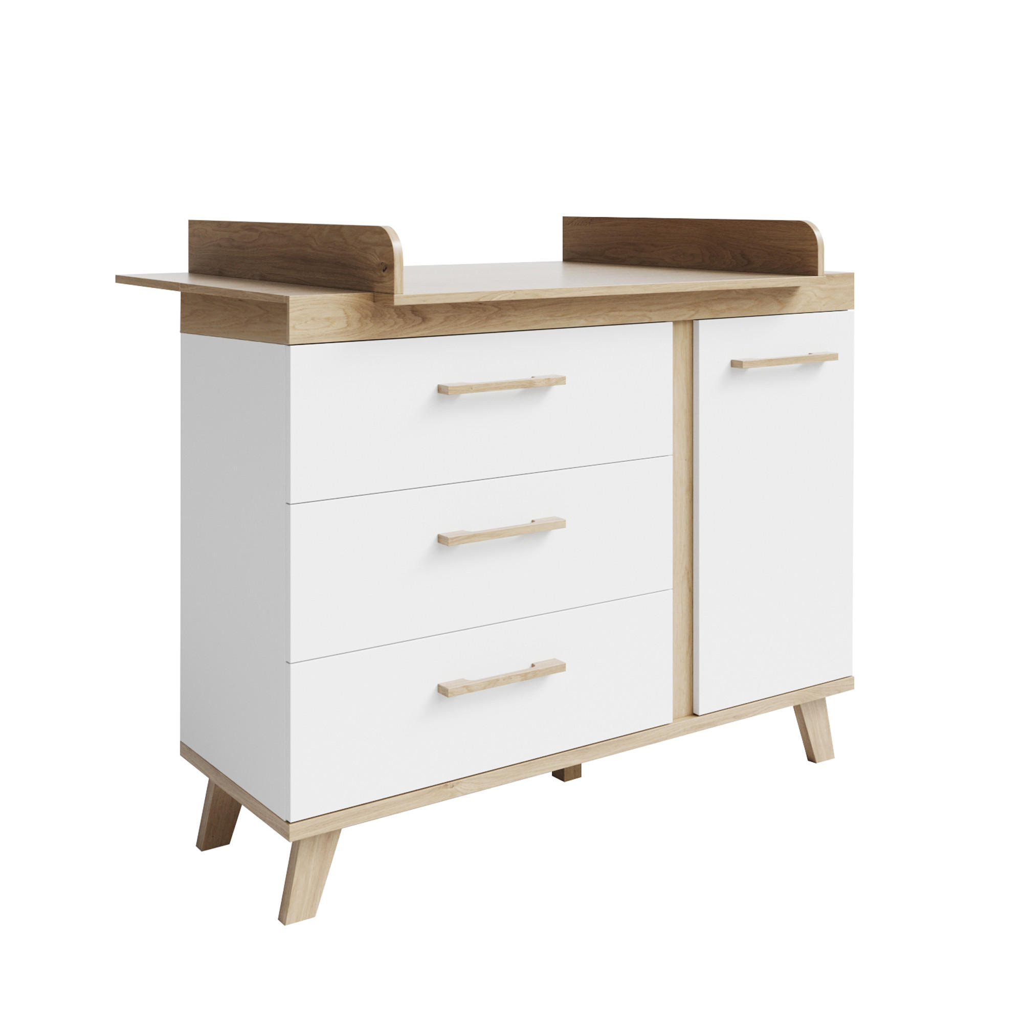 WICKELKOMMODE Smile - Eiche Artisan/Weiß, Holz/Holzwerkstoff (117.5/103/78cm) - Roba