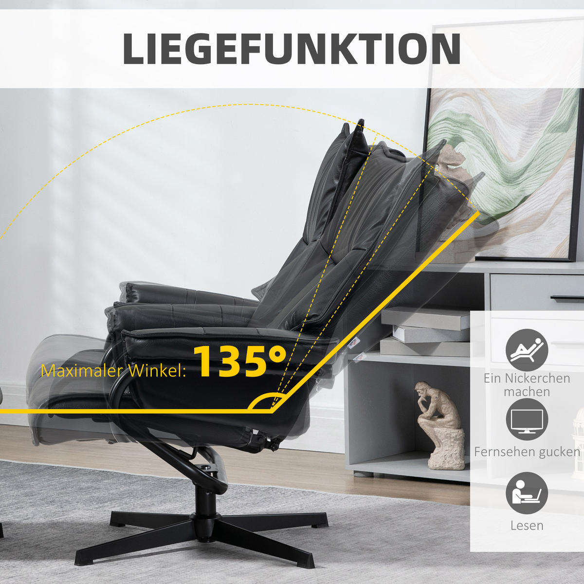 SESSEL Schwarz 75.0/84.0/101.0cm - Schwarz, Leder (84/101/75cm)