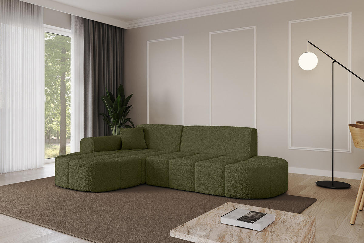 ECKSOFA Ottomane Links LIVO-L1 - 252x173x79,5 cm Grün - Grün, Holzwerkstoff/Textil (252/173cm) - ALTDECOR