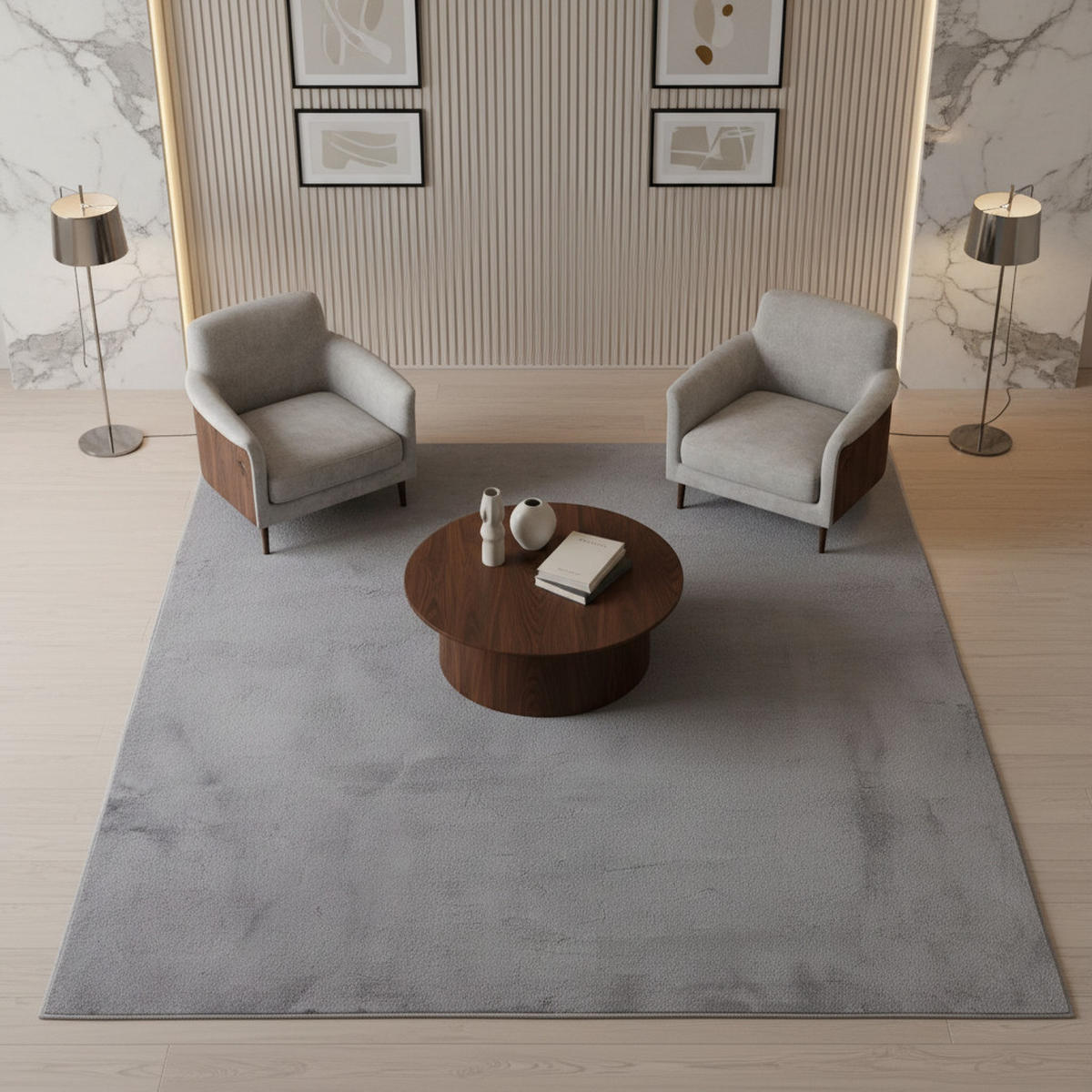 TEPPICH Wohnzimmer Einfarbig Pflegeleicht Waschbar OEKO-TEX Grau 80x150 cm Gekettelt Flur – NECKAR - Grau, Textil (80/150cm) - KADIMA DESIGN