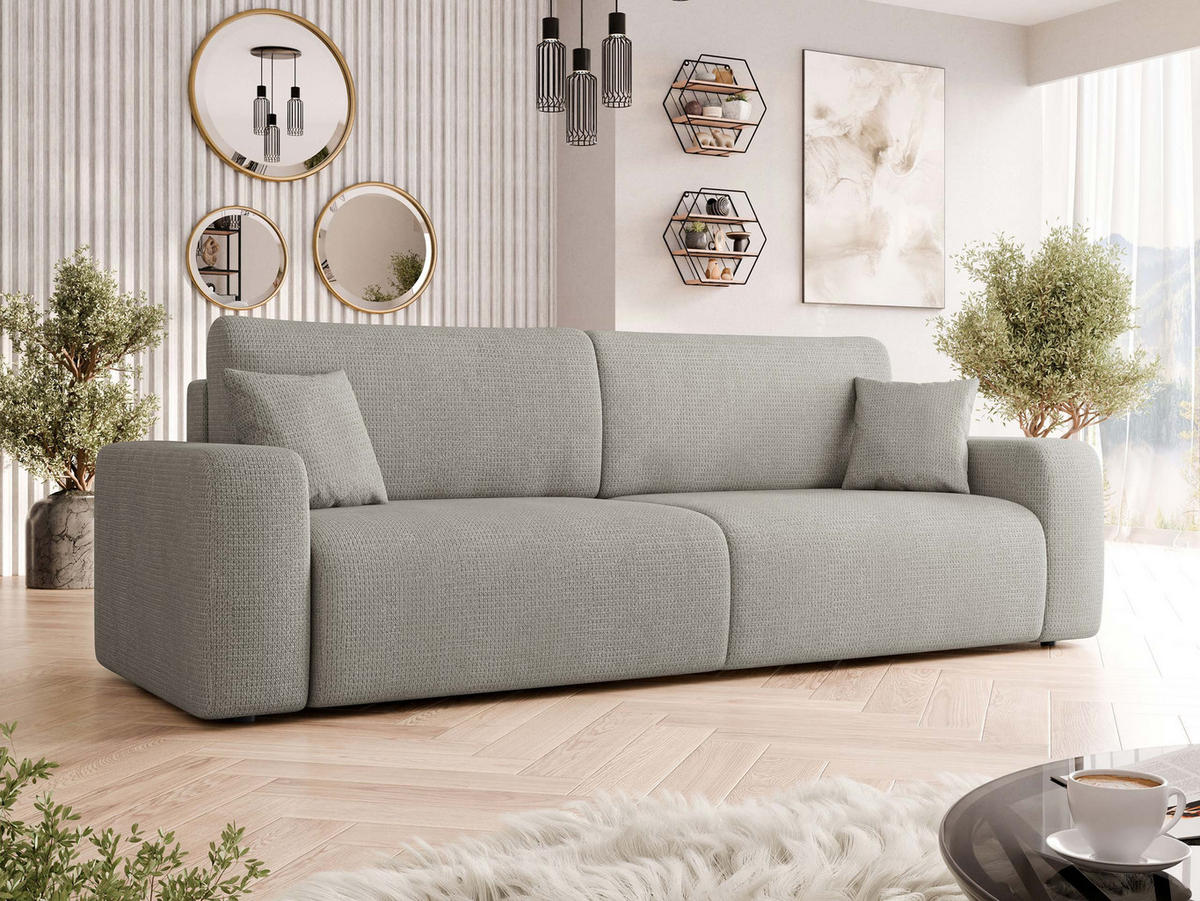 SCHLAFSOFA Piano - Hellgrau/Schwarz, Holz/Kunststoff (245/82/92cm) - MIRJAN24