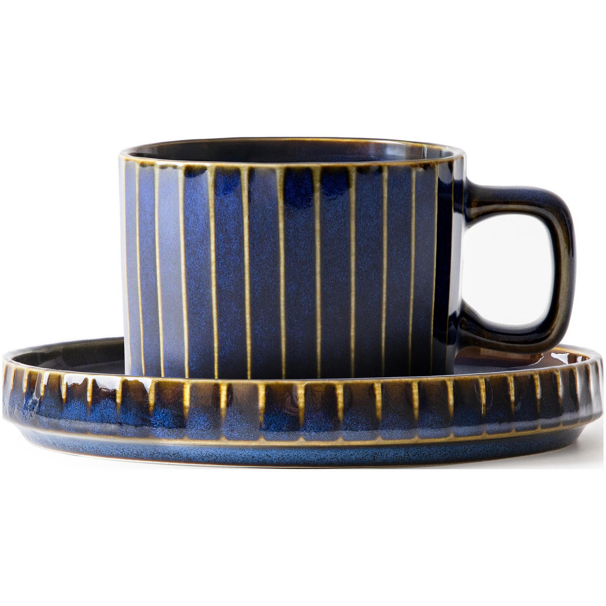 KAFFEETASSE AD STRIPES, 6-tlg - Dunkelblau, Keramik (8.7/5.8/11.5cm) - KONSIMO®