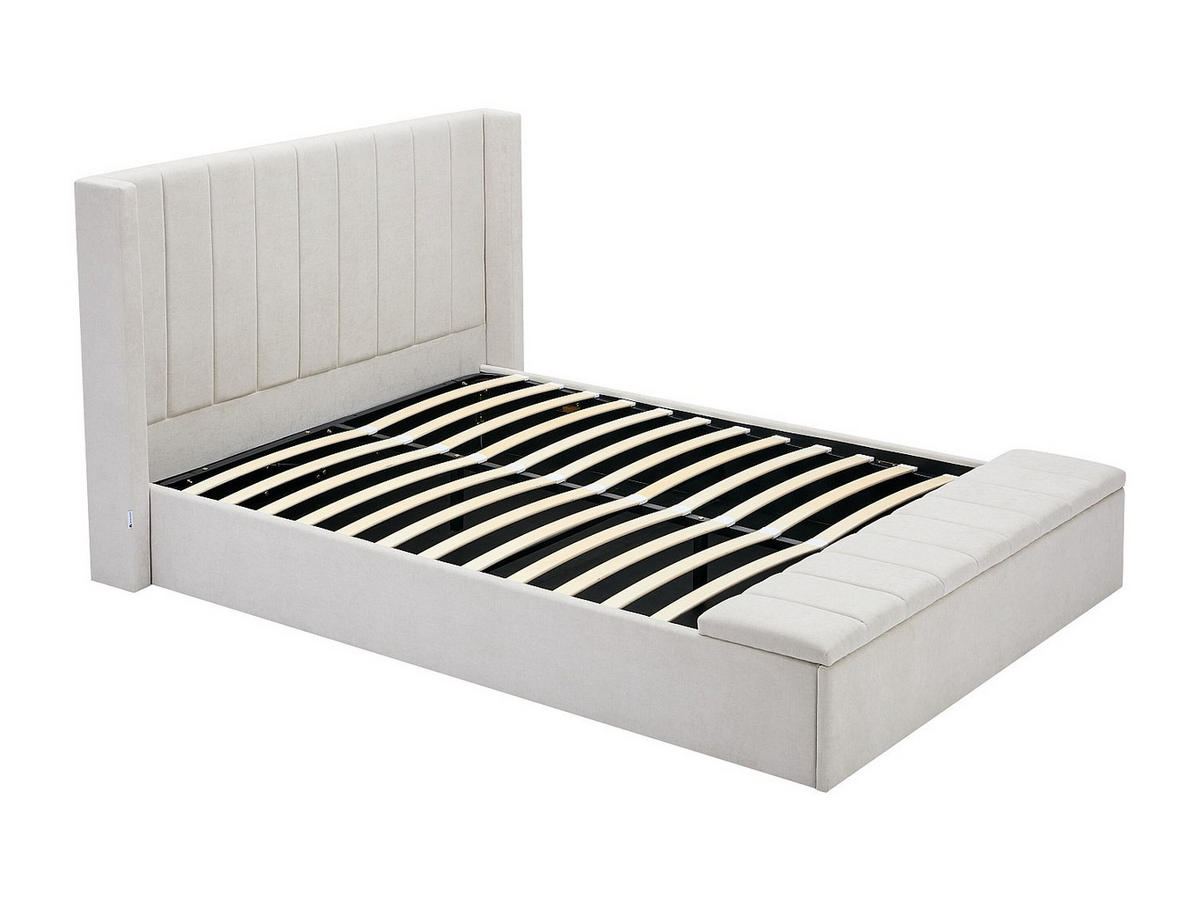 BETT mit Bettkasten - 2 Personen - Stoff - Beige - - Beige, Textil (180/200cm) - Vente-Unique
