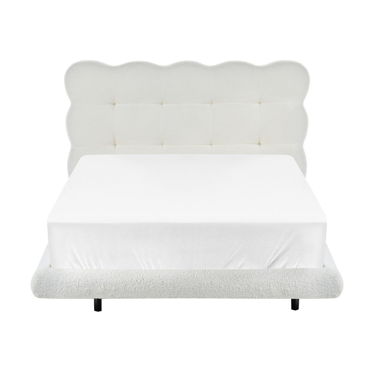 BETT mit Lattenrost 120/200 Bouclé Cremeweiß Soulisse - Creme, Textil (120/200cm) - Beliani