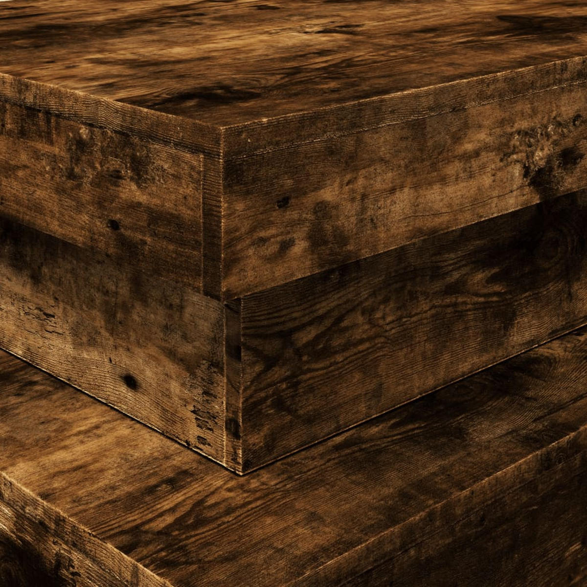 COUCHTISCH Moderner 90/50/40 cm aus Holzwerkstoff Räuchereiche-Dekor mit Led-Leuchten - Dunkelbraun, Holz (50/90/40cm) - vidaXL