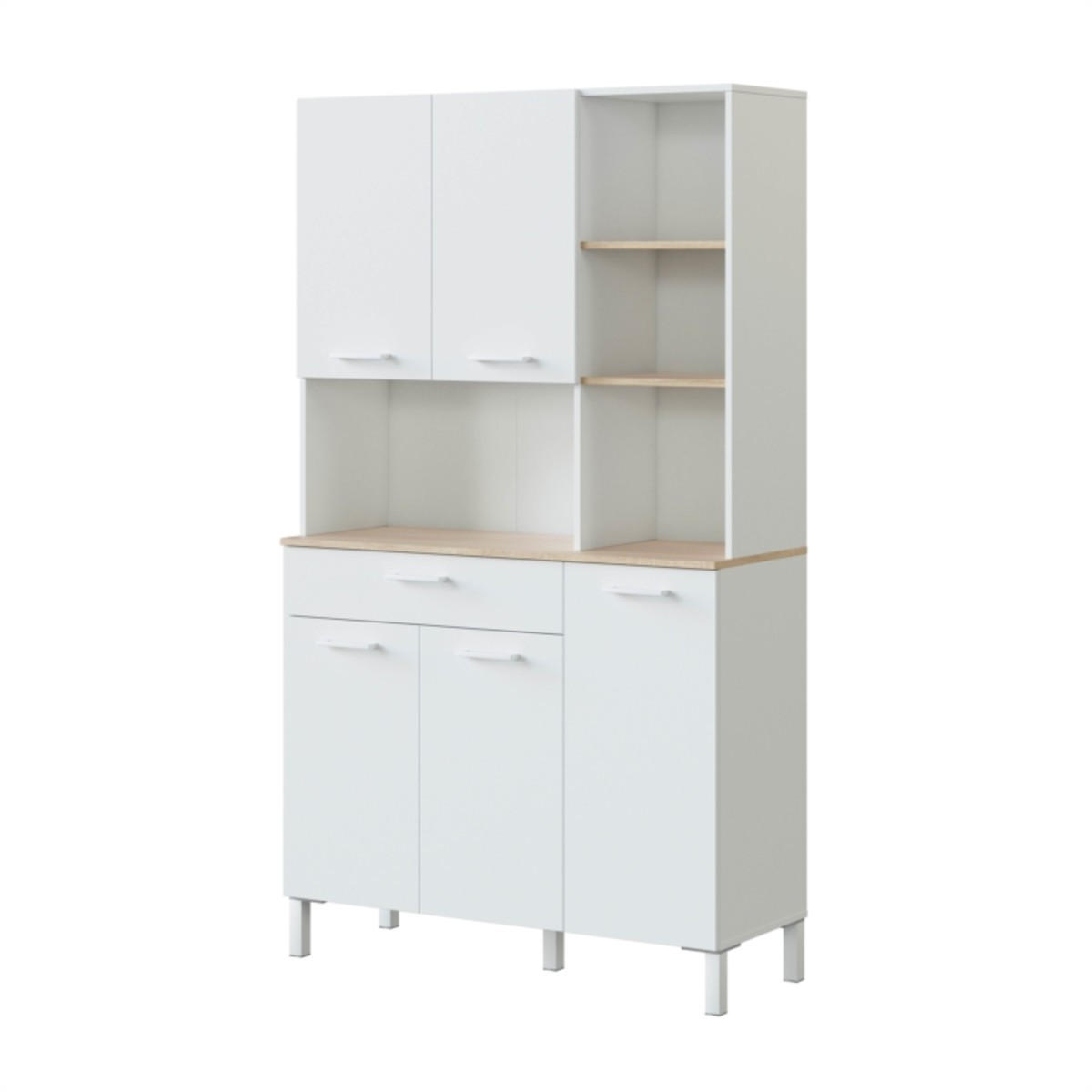 HIGHBOARD mit 5 Türen und 1 Schublade Kira - H186 cm - Weiß, Holzwerkstoff (40/186/108cm) - Calicosy