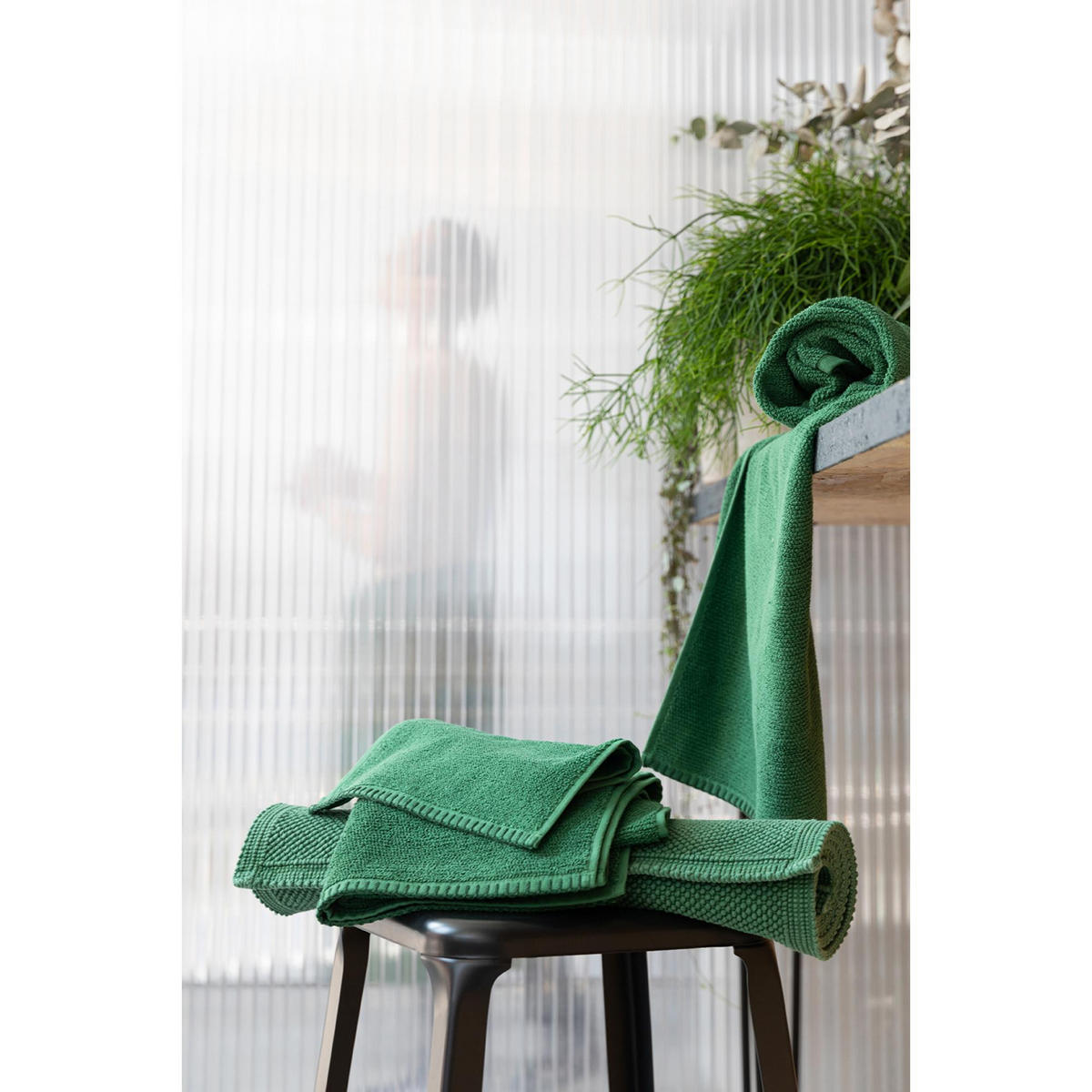 BADEMATTE Etia graugrün 54 x 110 cm - Grau/Grün, Textil (54/110cm) - Vivaraise