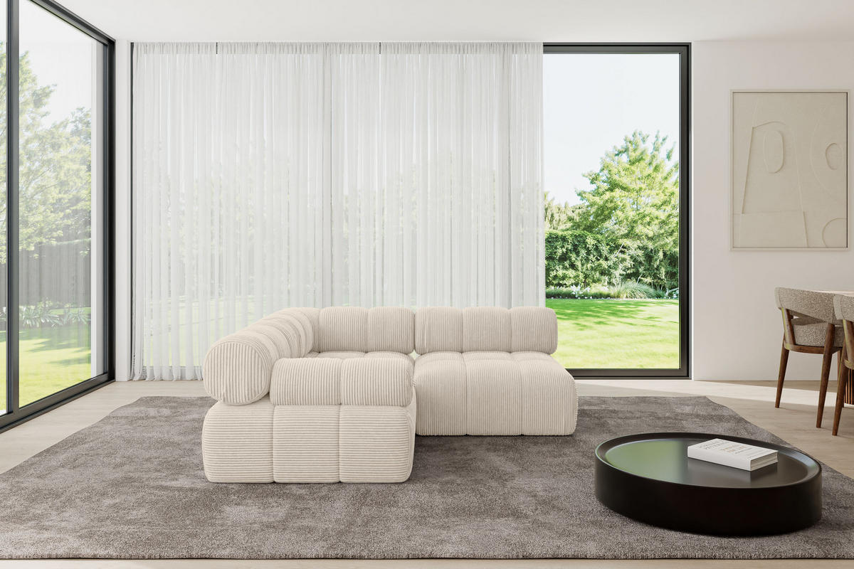 ECKSOFA modulares Sofa Mende-L1 - 190x190x70 cm Beige Cord - Beige, Holzwerkstoff/Textil (190/190cm) - ALTDECOR