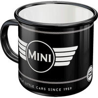 EMAILLE-BECHER 360 ml Mini Logo Black - Anthrazit/Weiß, Metall (0.36L) - Nostalgic-Art