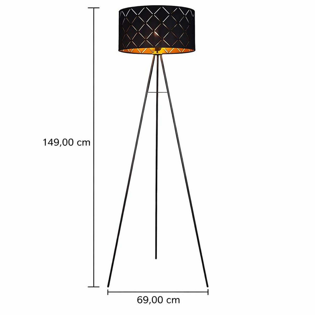 LED STEHLEUCHTE SUNNA Schwarz Metall Textil - Schwarz, Metall (69/69/149cm) - Globo Lighting