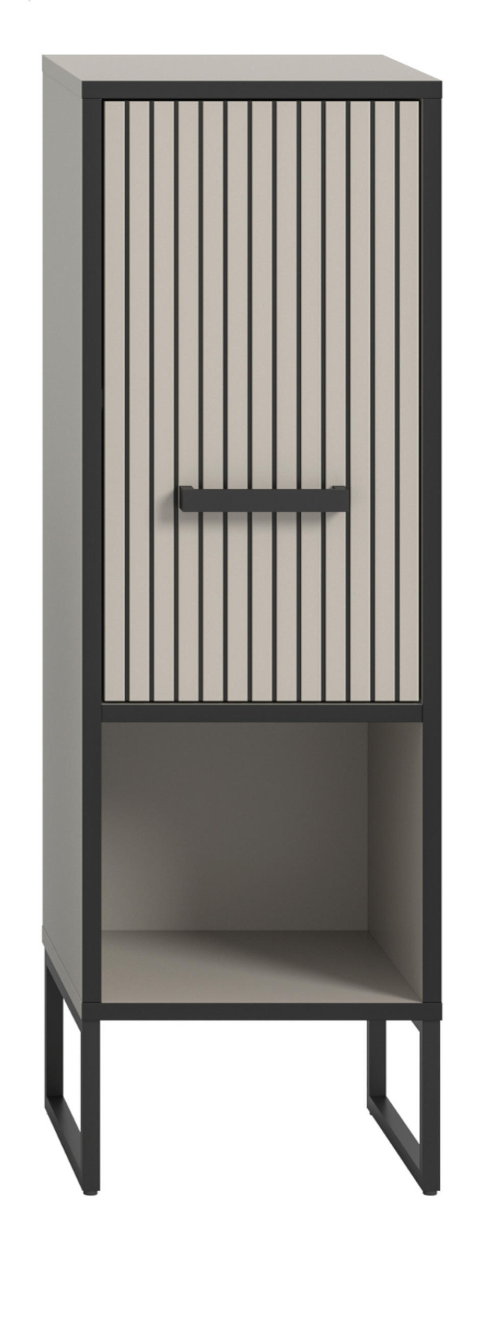 KOMMODE schwarz, sand 30 cm, Badschrank mit Soft-Close - Sandfarben/Schwarz, Holzwerkstoff/Metall (30/101/32cm) - Inn.Furn